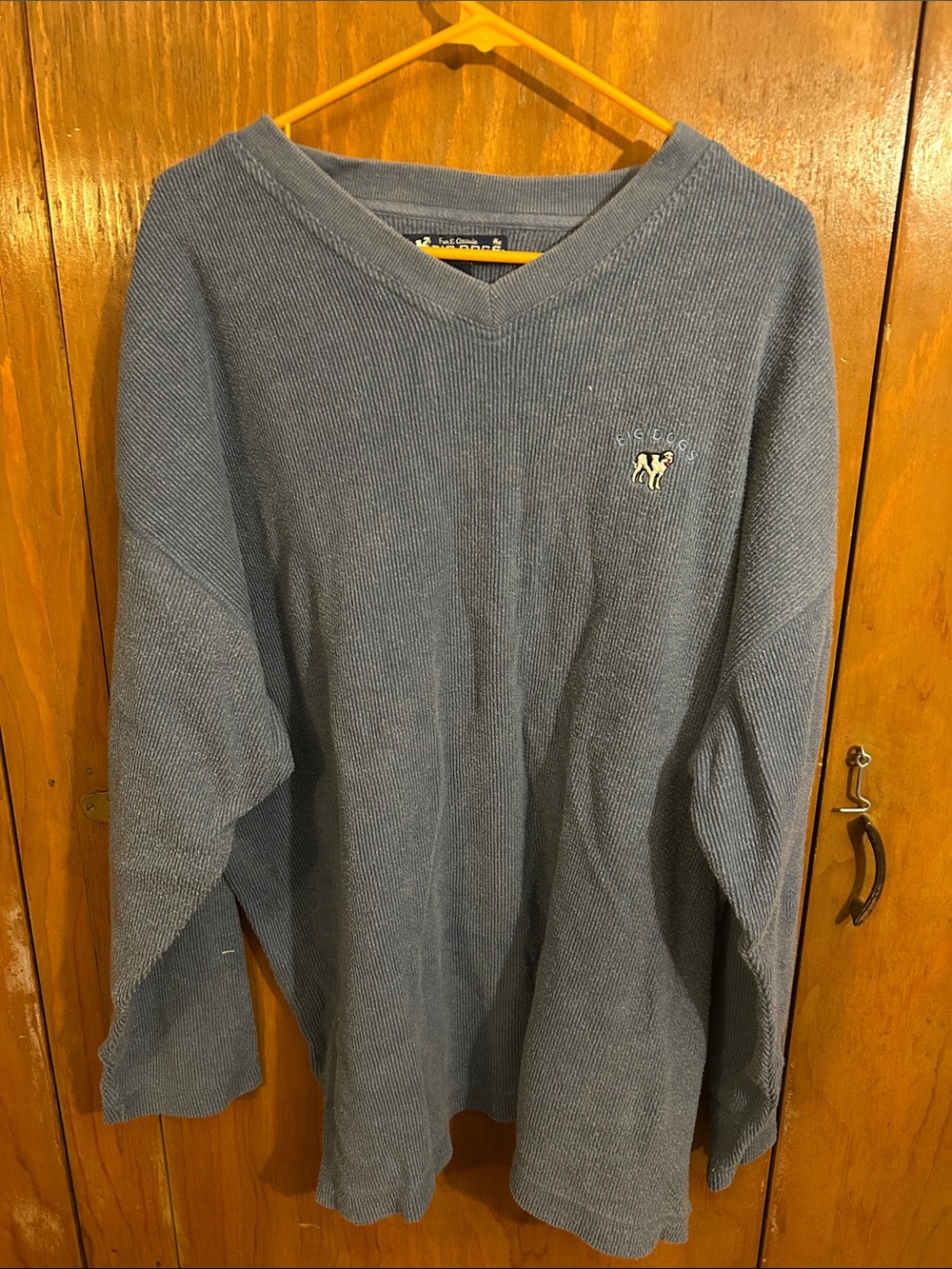 Big Dog Brand Men's Blue V-Neck Sweater with Embroidered Logo